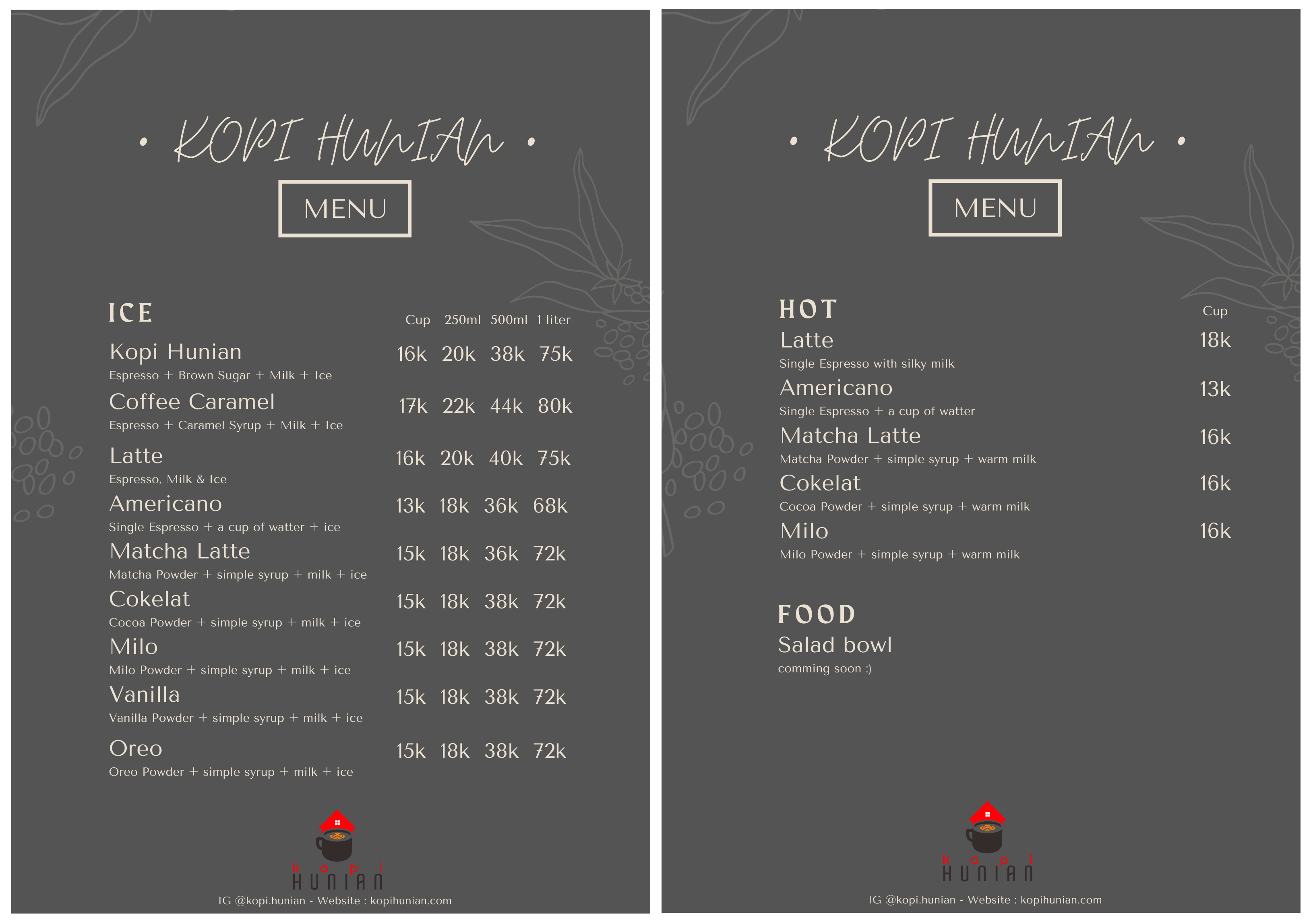 Menu Kopi Hunian